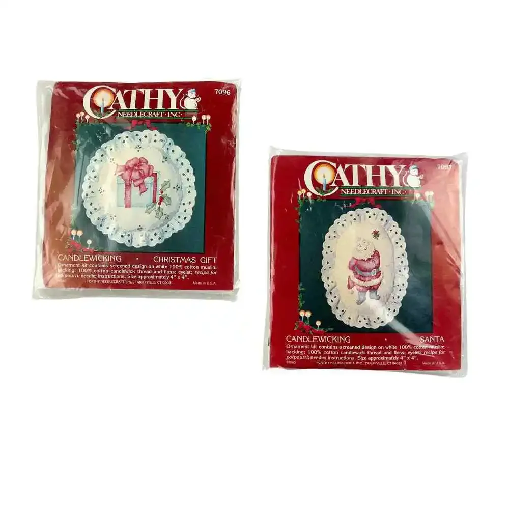 CATHY NEEDLECRAFT Candlewicking Ornament Kits Santa Christmas Gift 7096 7097